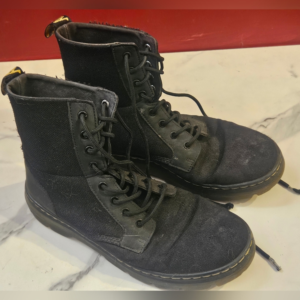 Dr. Martens Combs Black Nylon Canvas Combat Boots Men’s Size 11